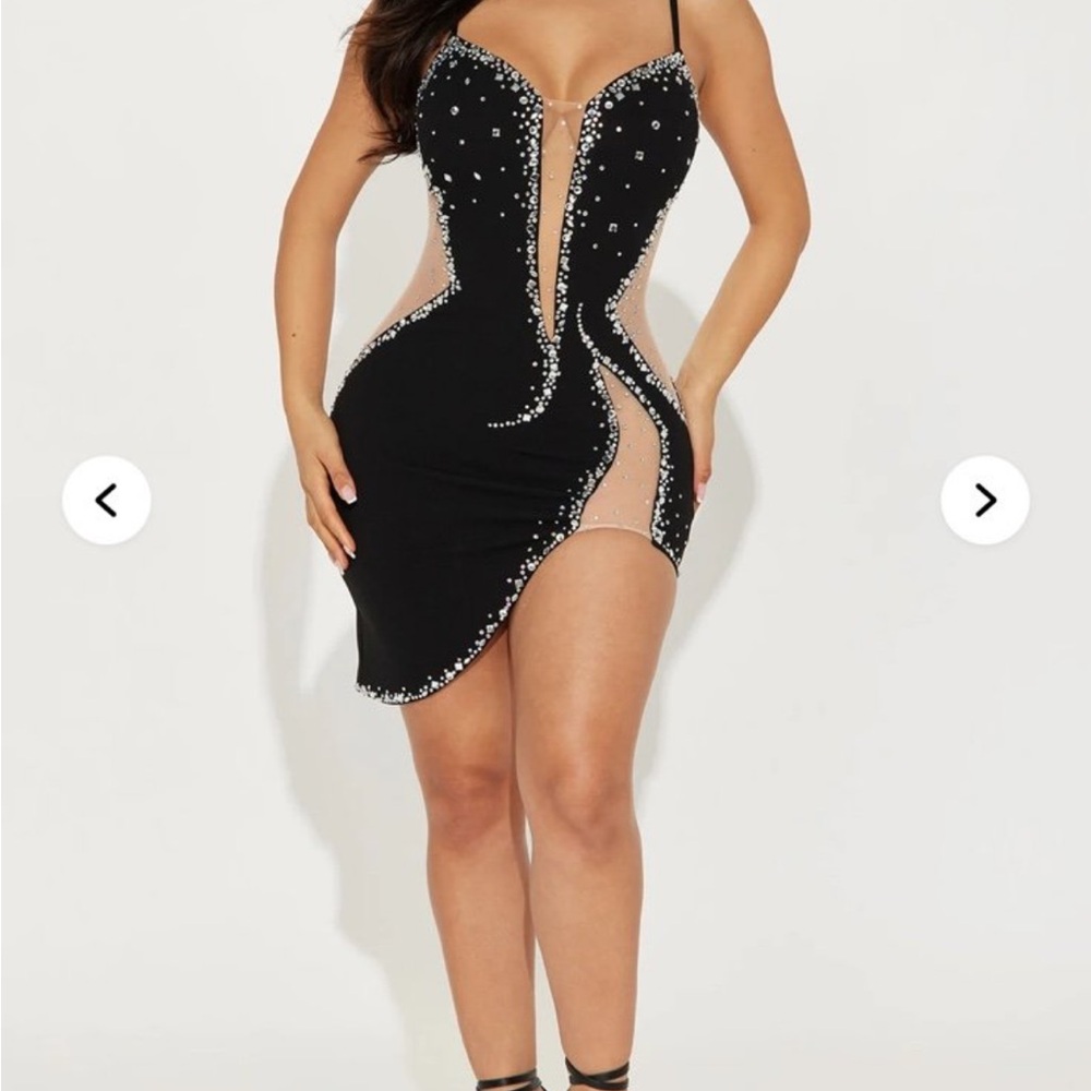 Fashion Nova Black and Silver Mini Dress